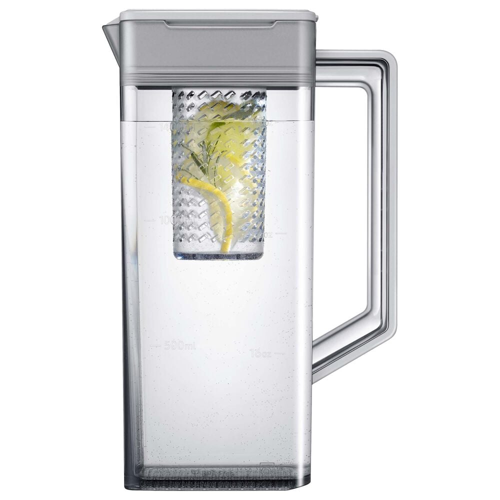Samsung Bespoke 29 Cu. Ft. 4-Door French Door Refrigerator with Beverage Center in Morning Blue Glass Top Panel with White Glass Middle and Bottom Panels, , large