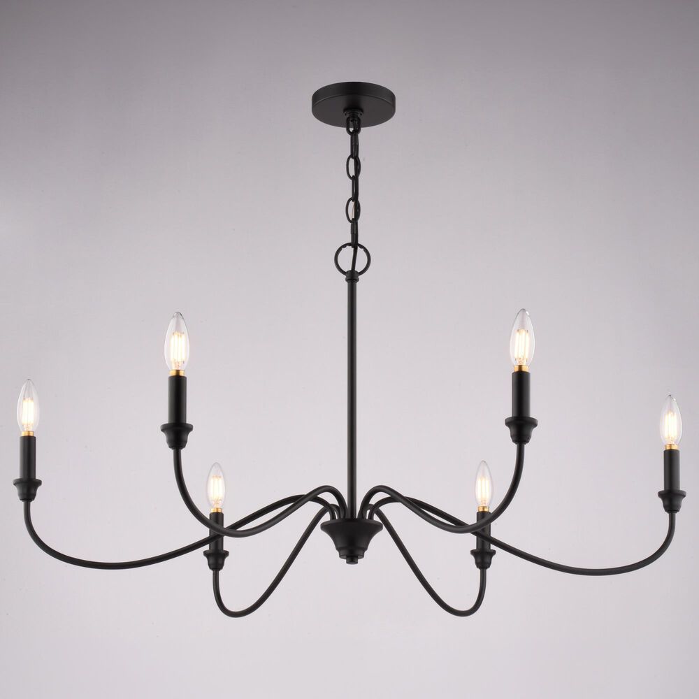 Vaxcel Annabelle 36" 6-Light Chandelier in Matte Black, , large