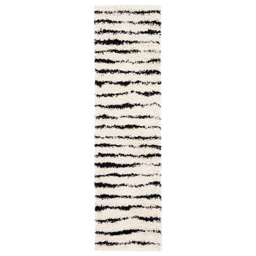 Safavieh Venus Shag VNS603A 2"2" x 8" Ivory and Black Runner, , large