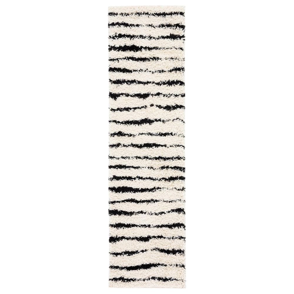 Safavieh Venus Shag VNS603A 2"2" x 8" Ivory and Black Runner, , large