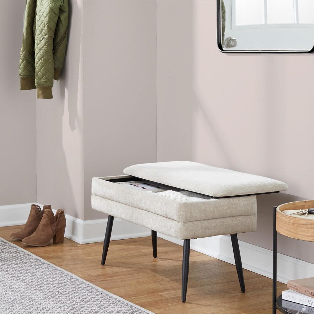 Lumisource Neapolitan Storage Bench with Light Brown Cushion in Black, , large