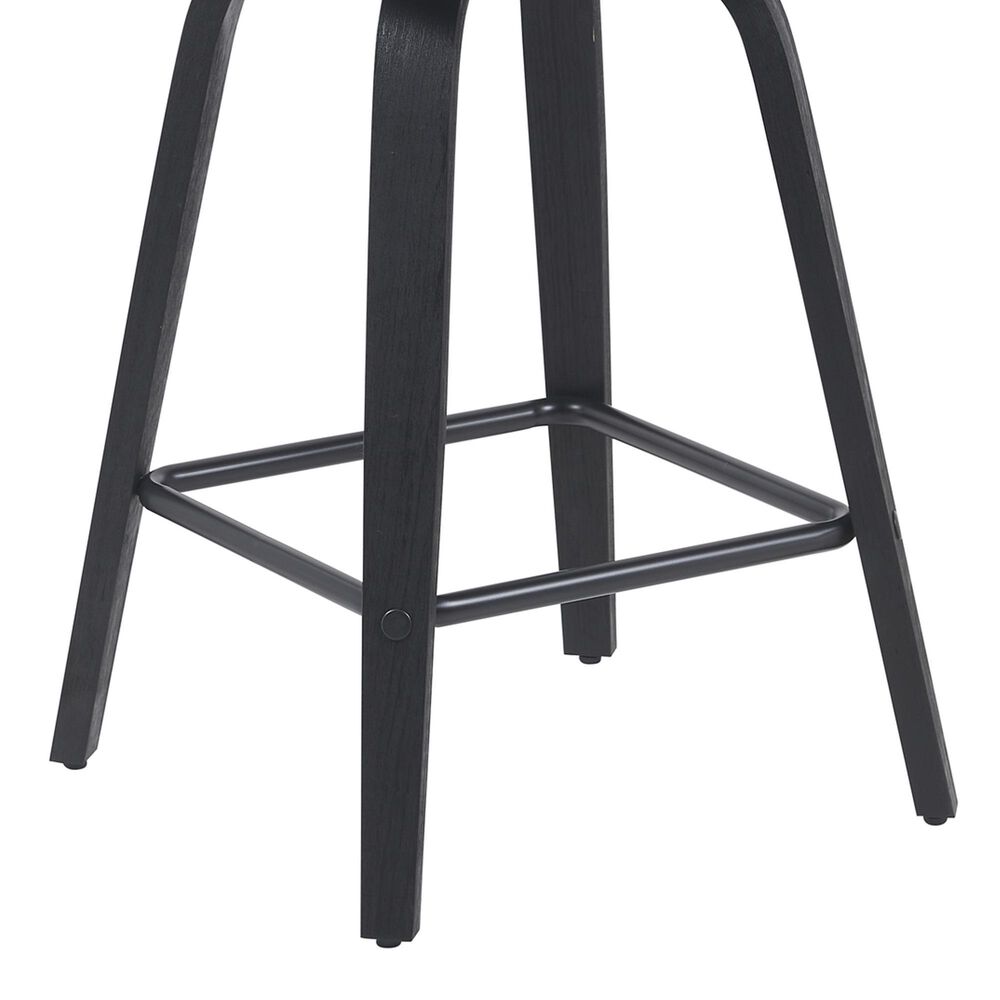 Armen Living Vienna Swivel Counter Height Stool with Snow White Upholstery in Black Brushed, , large