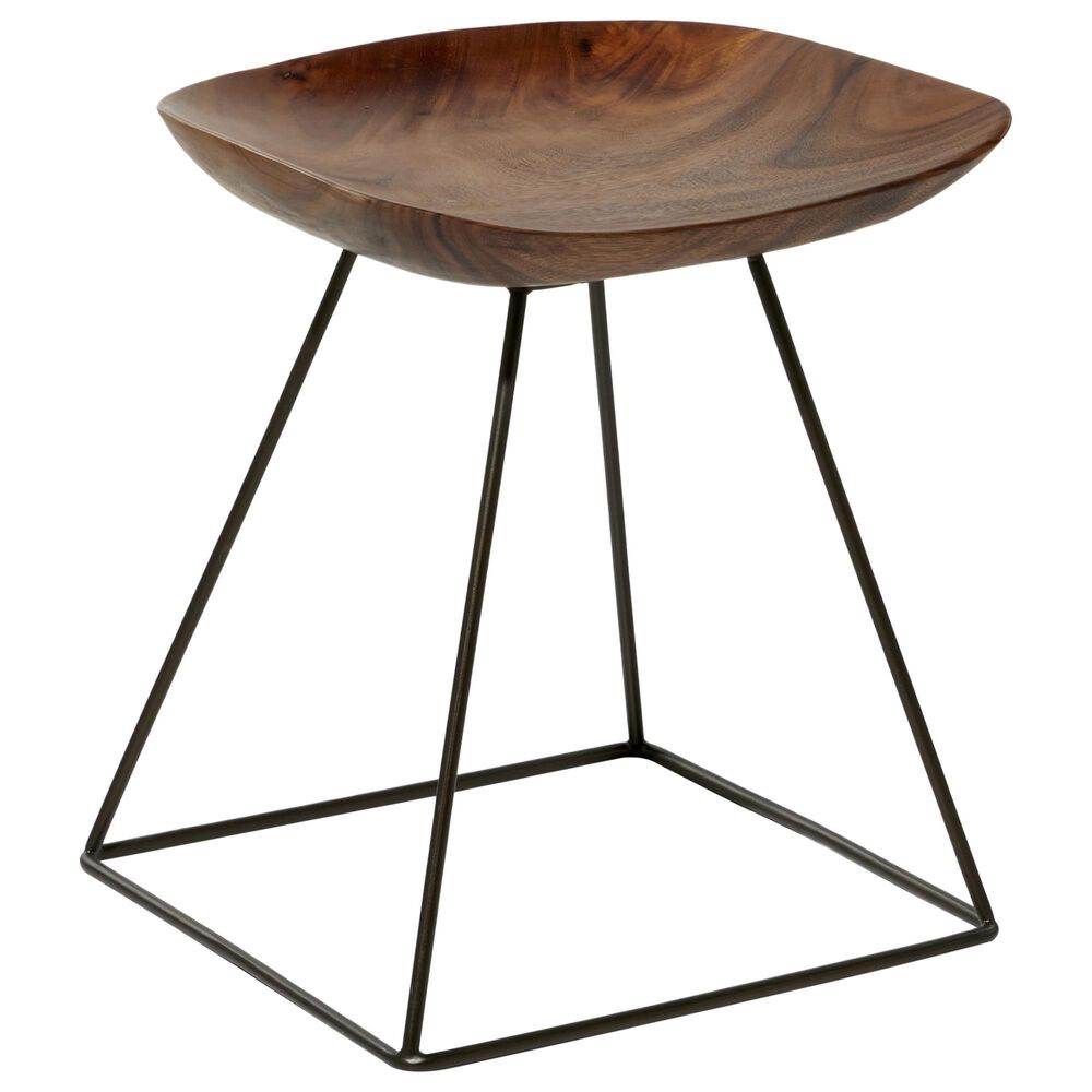 Maple and Jade Rustic Stool in Brown and Black, , large