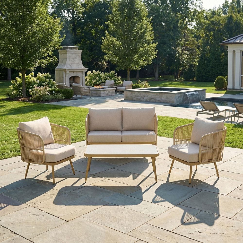 Sunwell Garden 2-Piece Patio Loveseat Set in Beige, , large