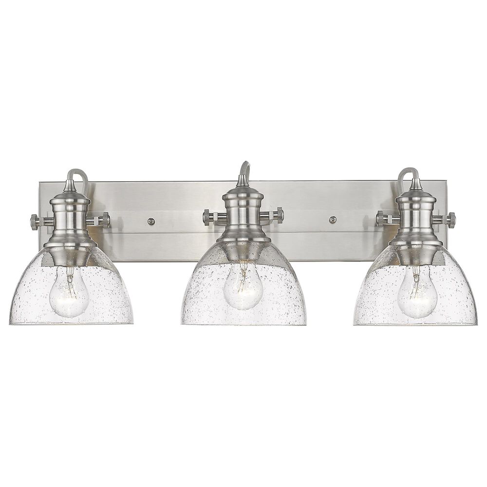 Golden Lighting Hines 3-Light Bath Vanity with Seeded Glass in Pewter, , large