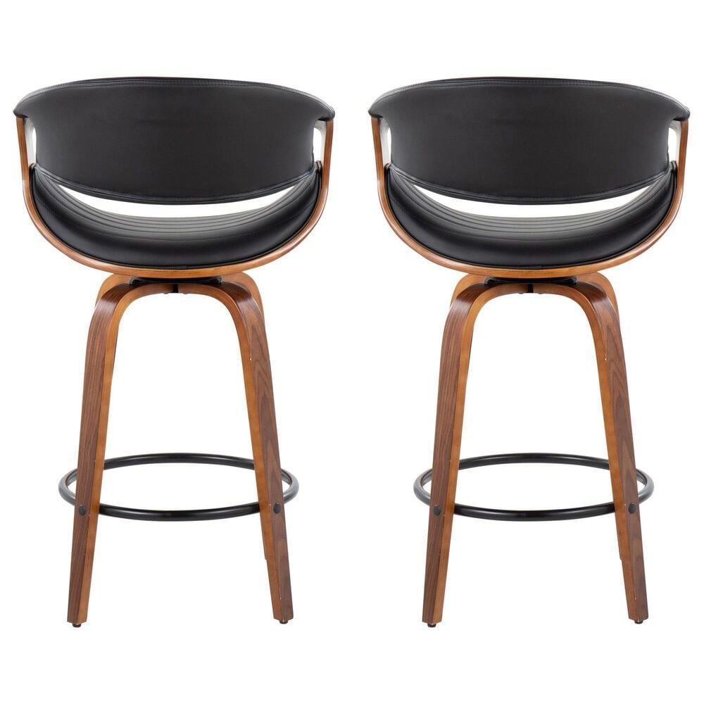 LumiSource Symphony 26" Counter Stool in Walnut and Black (Set of 2), , large