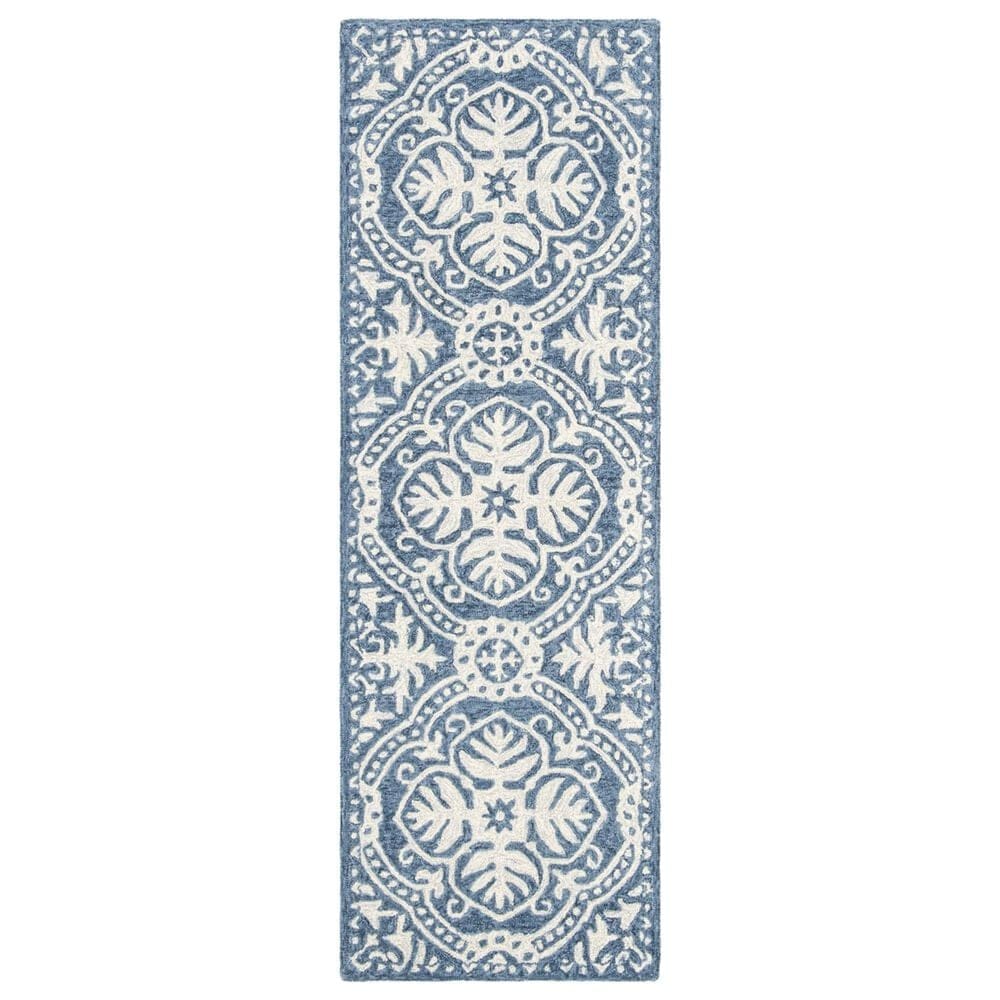 Safavieh Micro-Loop MLP606M 2"3" x 7" Blue and Ivory Runner, , large