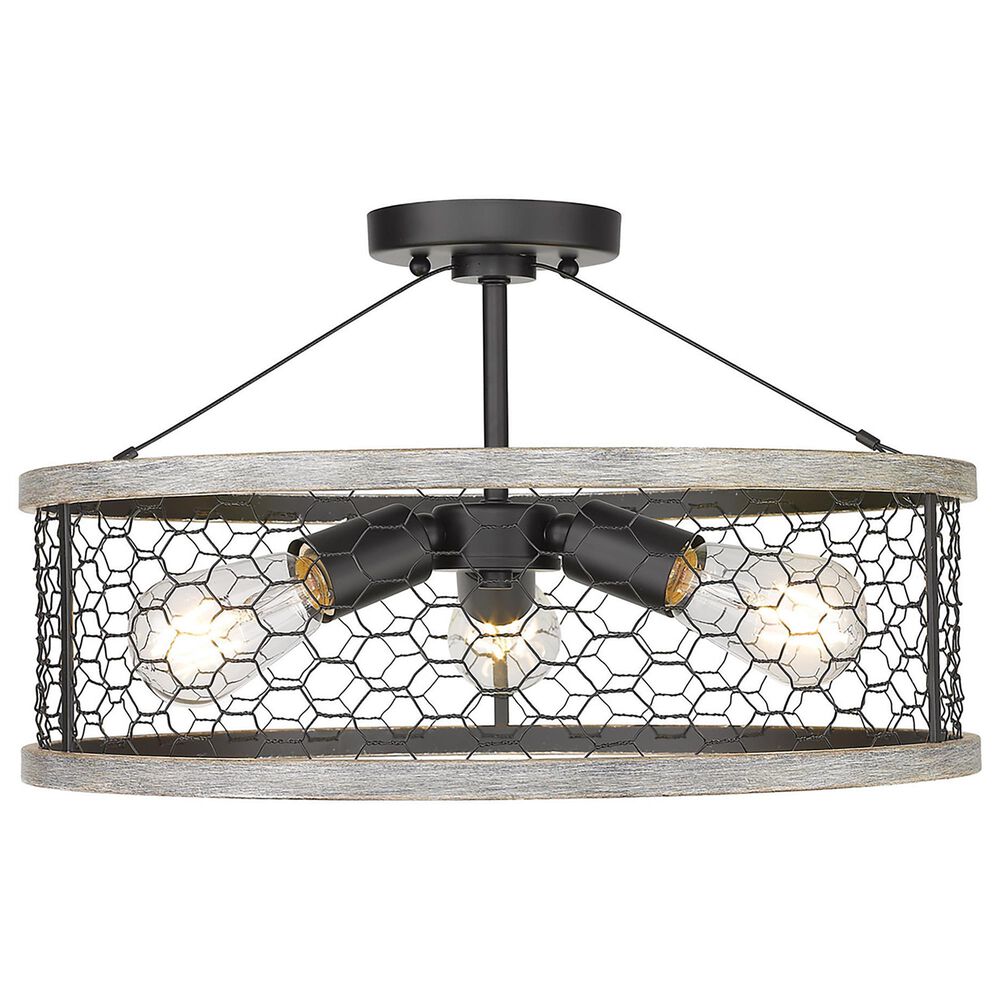 Golden Lighting Bailey 3-Light Semi-Flush in Matte Black, , large