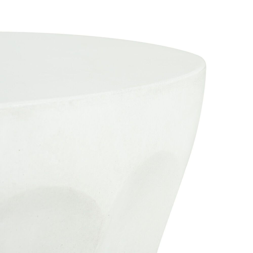 Hearth and Haven Outdoor Round Side Table with Cylindrical Shape and Cinched Waist in Antique White, , large