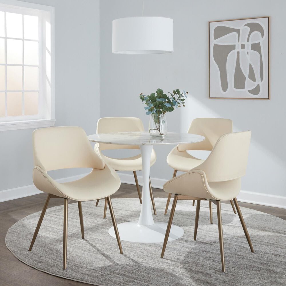 LumiSource Fabrico Side Chair with Cream Faux Leather Cushion in Antique Copper (Set of 2), , large