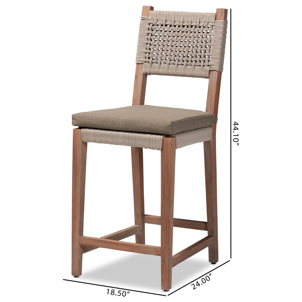Baxton Studio Heyna Counter Stool in Mahogany, , large