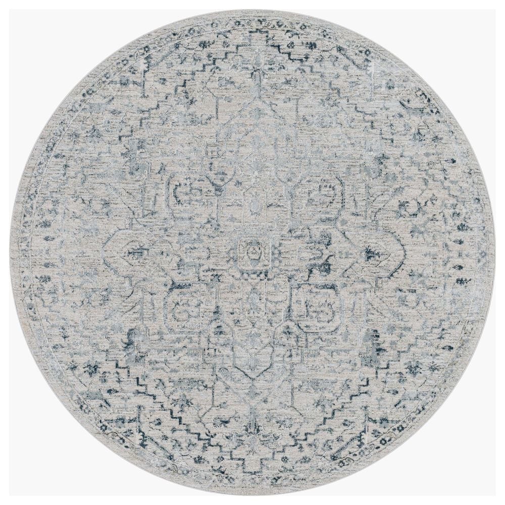 Surya Brunswick BWK-2310 5"3" Round Dusty Sage, Light Beige, Taupe, Medium Gray and Deep Teal Area Rug, , large
