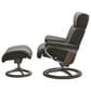 Stressless Magic Medium Leather Chair and Ottoman in Paloma Metal Grey, , large