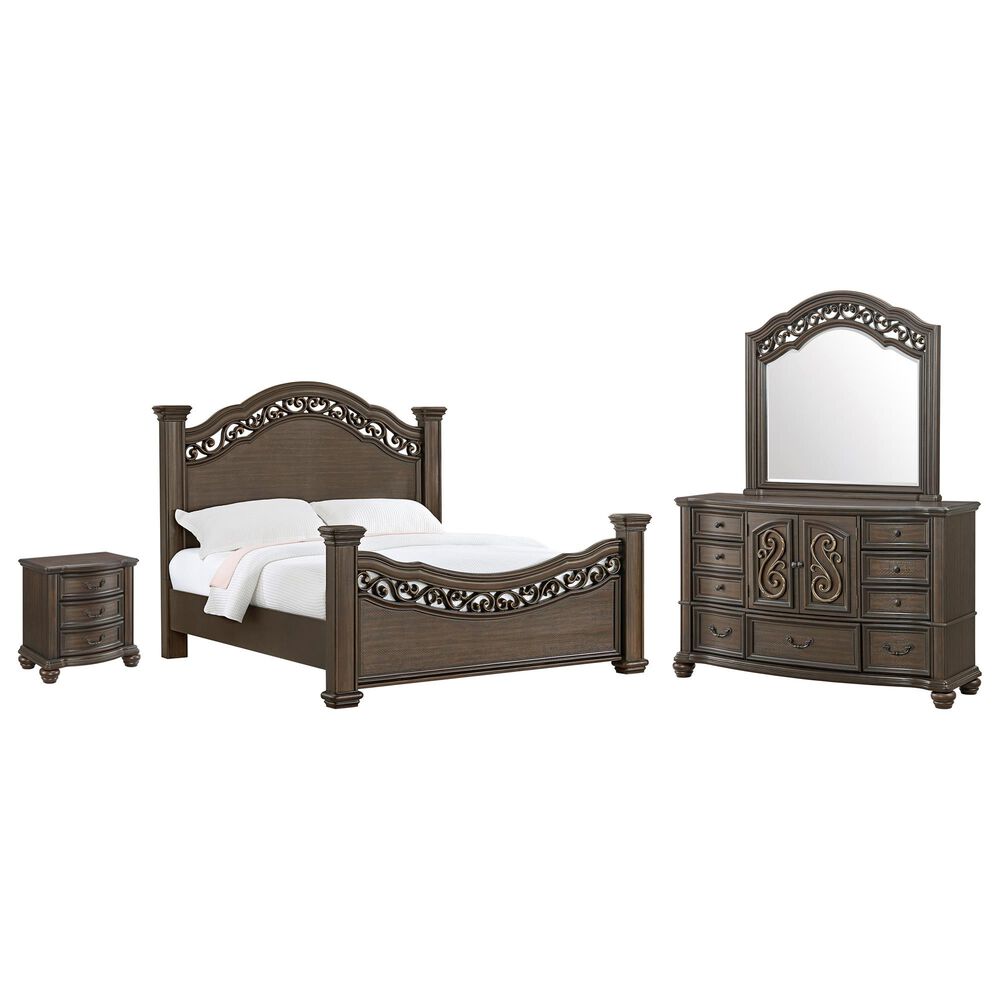 Mayberry Hill Brunswick 4-Piece King Panel Bedroom Set in Mahogany, , large