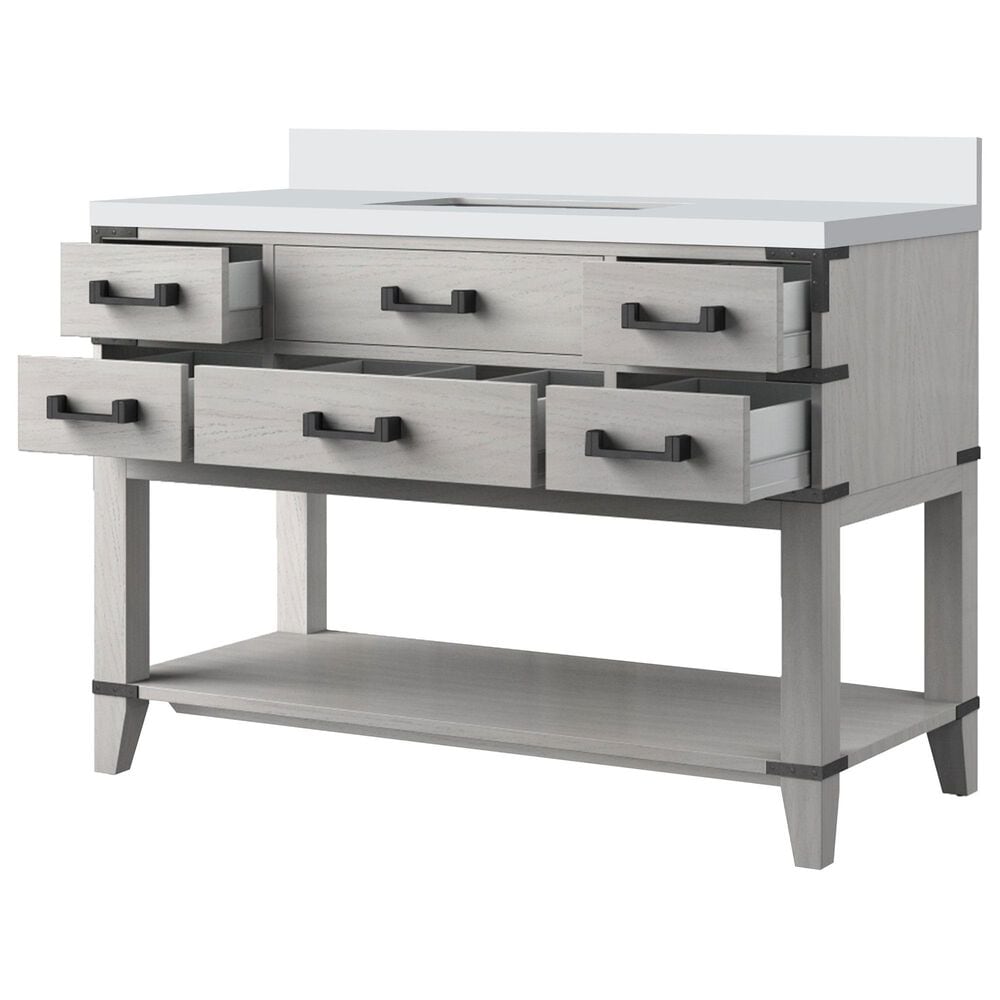 Lexora Home Norwalk 48&quot; Single Bathroom Vanity in White Oak with White Quartz Top and Rectangular Sink, , large