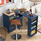 HOMLUX 56" Kitchen Island with Extended Table in Navy Blue, , large