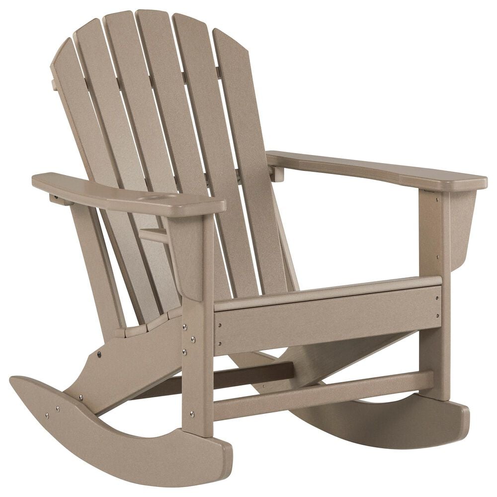 Ashley Sundown Treasure Patio Rocking Chair in Driftwood, , large