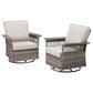 Sunwell Garden Patio Swivel Glider Chair with Gray Frame and X-Laced Armrests in Beige (Set of 2), , large