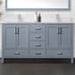 Lexora Home Jacques 60" Double Bathroom Vanity in Dark Grey with 2 cm White Quartz Top and Rectangular Sinks, , large