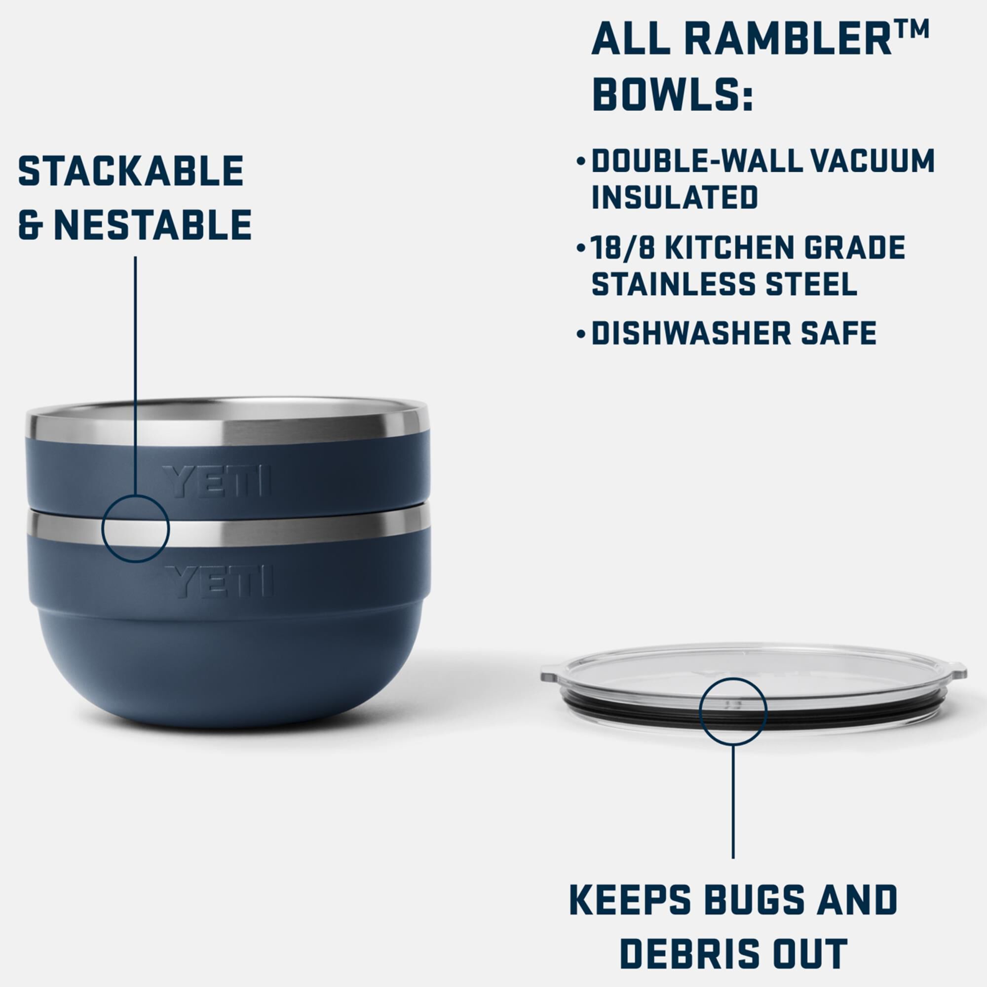 YETI Rambler 3-Piece Standard Insulated Bowl Set in Navy