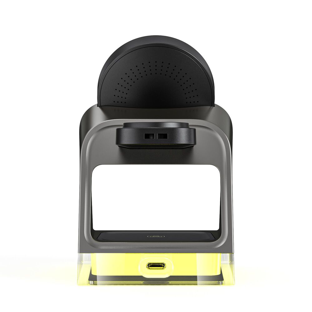 POM Gear 4 in 1 Metal Wireless Charging Stand (15w + 5w + 3w) &amp; Touch Nightlight, , large
