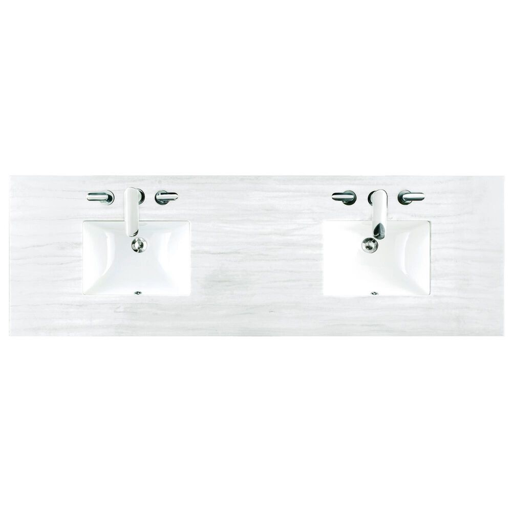 James Martin Vanities Lorelai 72&quot; Double Vanity in  Bright White with 3 cm Arctic Fall Solid Surface Top, , large