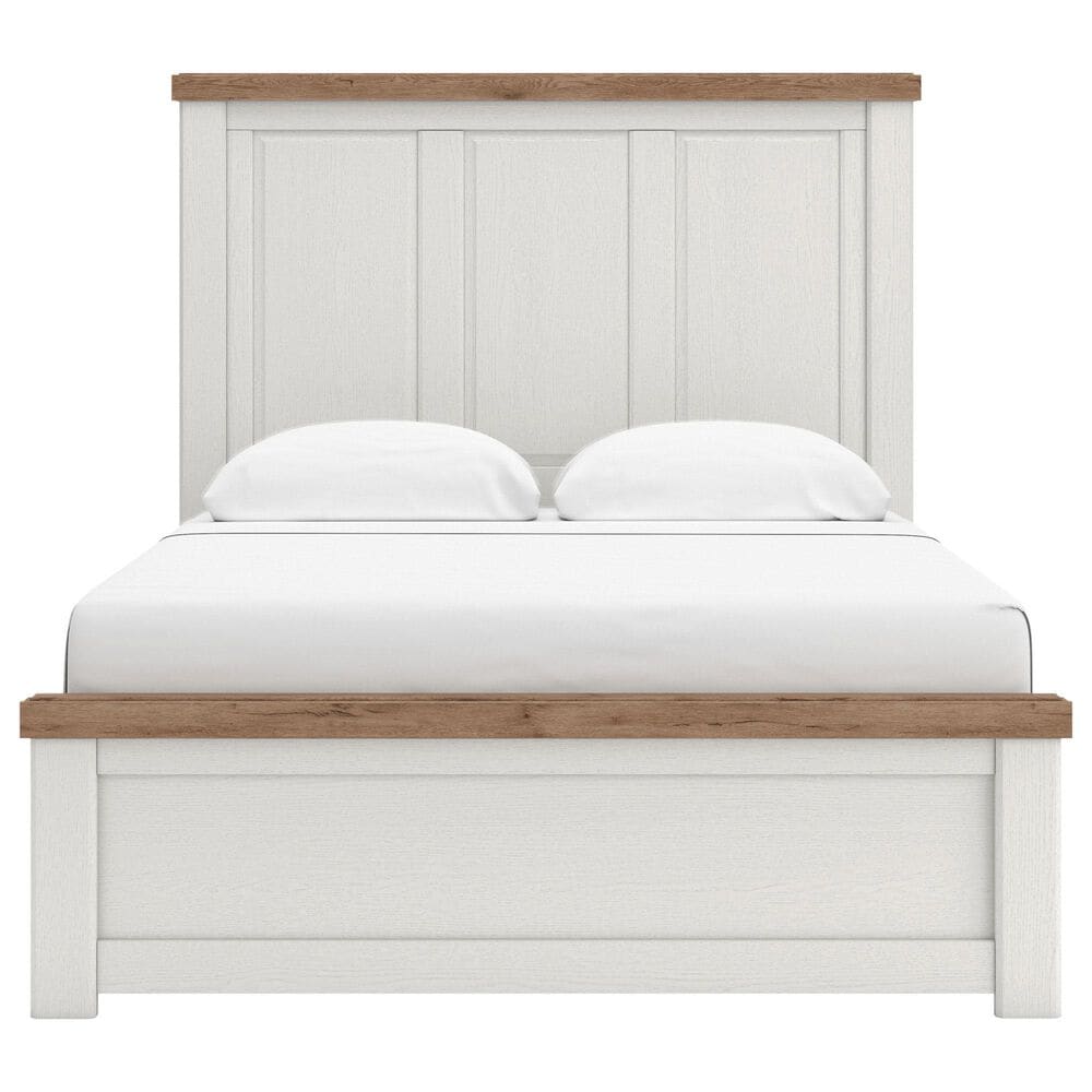 Ashley Savonport Queen Storage Panel Bed in White and Brown, , large