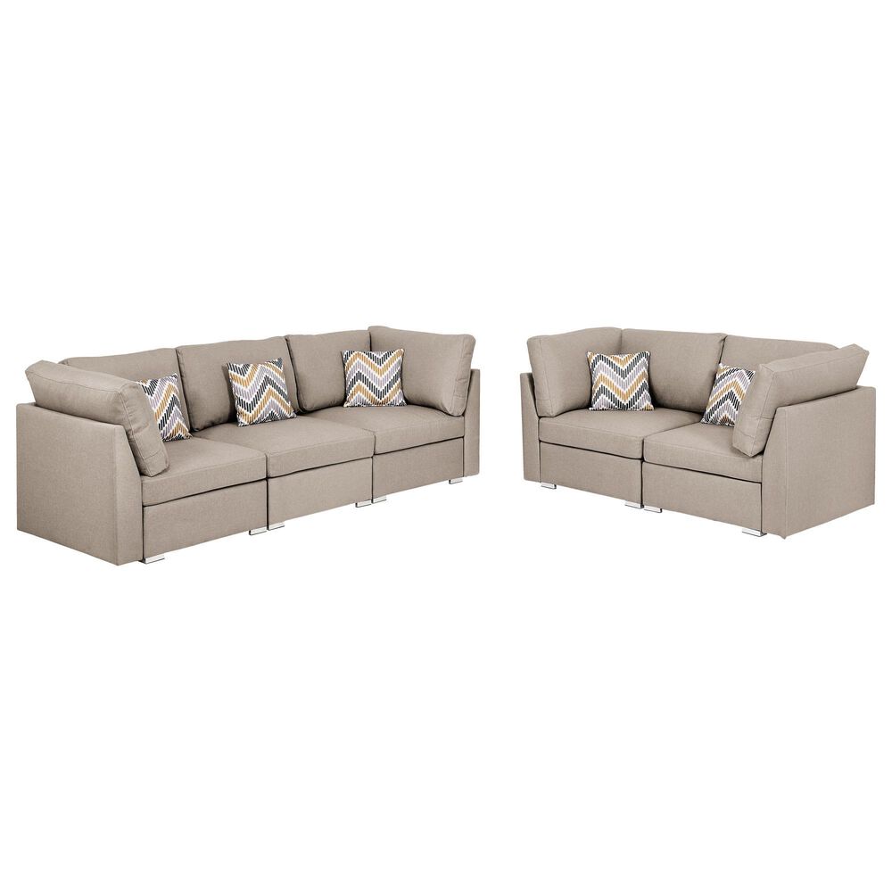 Lilola Home Amira Living Room Seating Set in Beige (Set of 2), , large