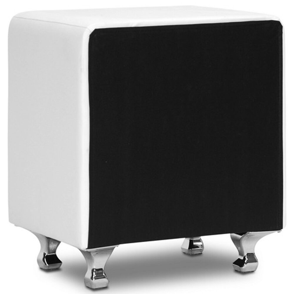 Baxton Studio Stella 2-Drawer Upholstered Nightstand in White, , large