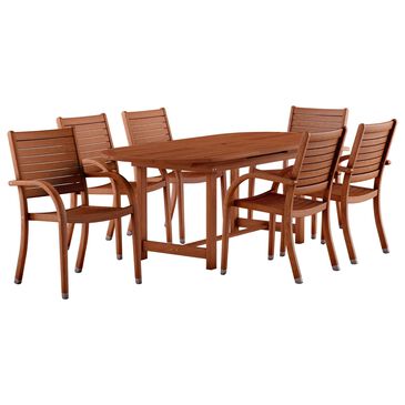 International Home Miami Arizona 7-Piece Oval Patio Dining Set in Brown, , large