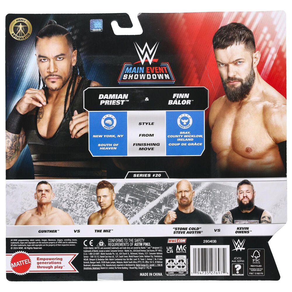 Mattel Main Event Championship Showdown Series 20 2-Pack Action Figure - Damian Priest and Finn Balor in Multicolor, , large
