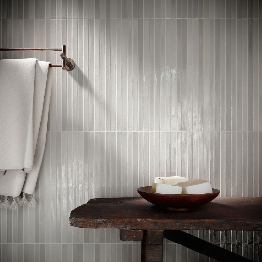 Emser Paralline Ash 5&quot; x 18&quot; Galazed Ceramic Mosaic Sheet, , large