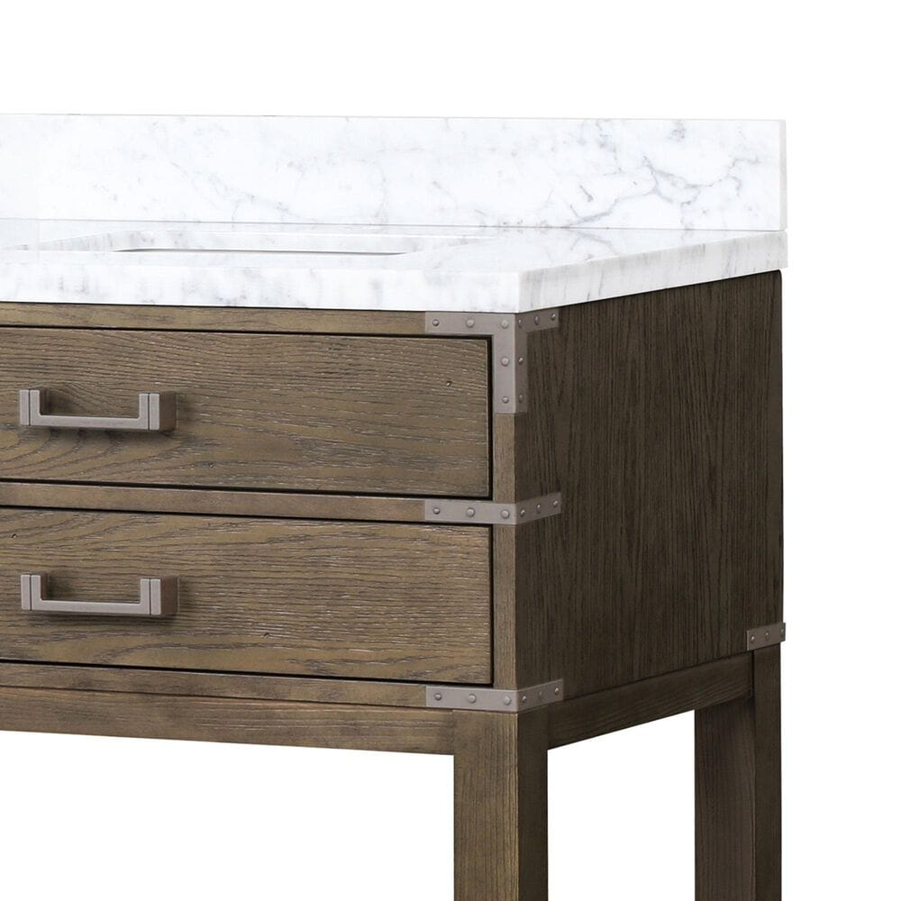 Lexora Home Norwalk 80&quot; Double Bathroom Vanity in Grey Oak with White Carrara Marble Top  and Rectangle Sink, , large