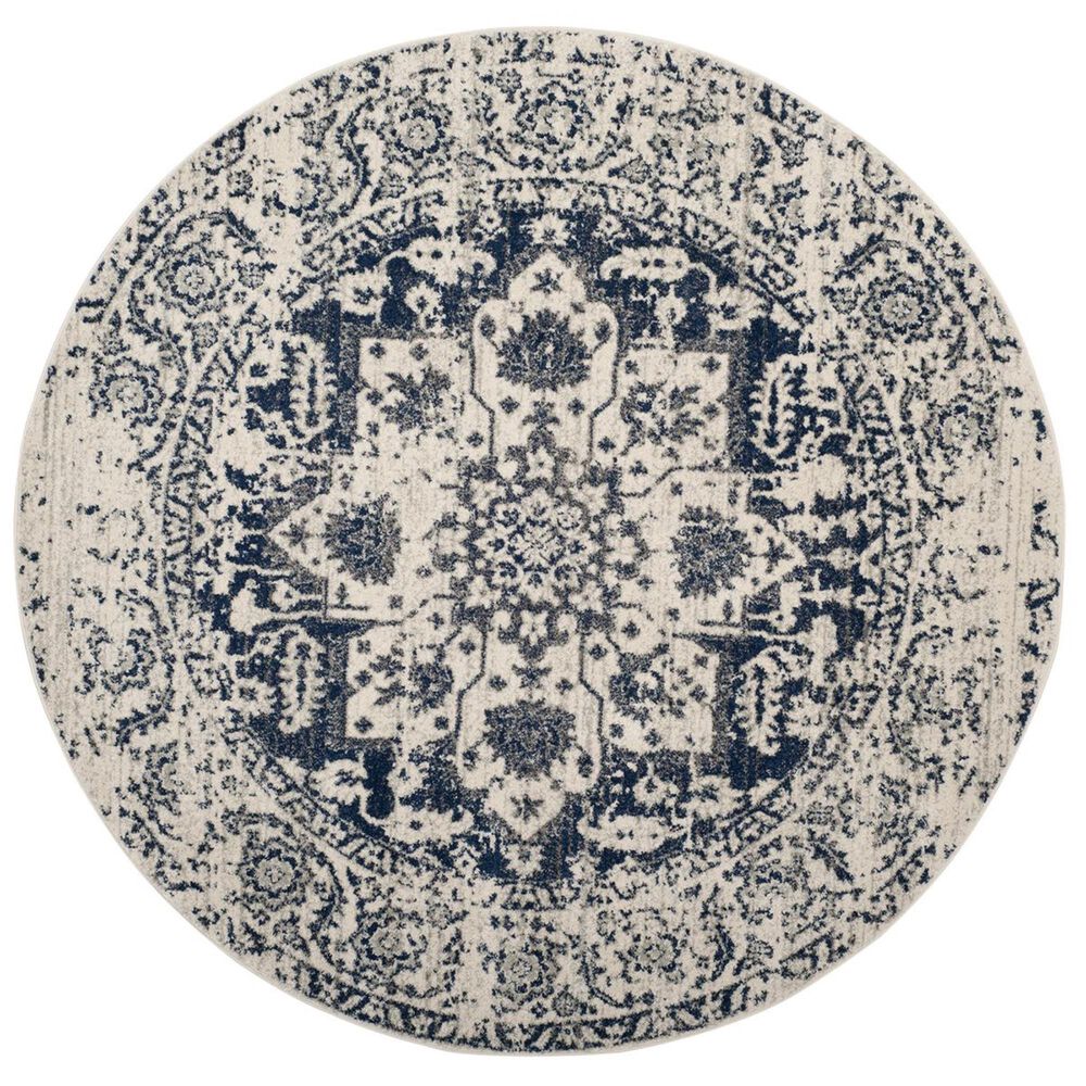 Safavieh Madison MAD603D-5R 5&#39; Round Cream/Navy Area Rug, , large