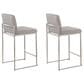 Lumisource Fuji High Back Counter Stool with Grey Fabric Cushion in Stainless Steel (Set of 2), , large