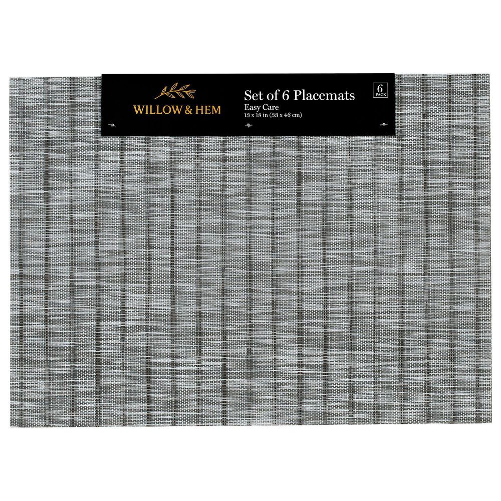 Willow & Hem Harmony Woven Vinyl Placemat in Nickel (Set of 6), , large