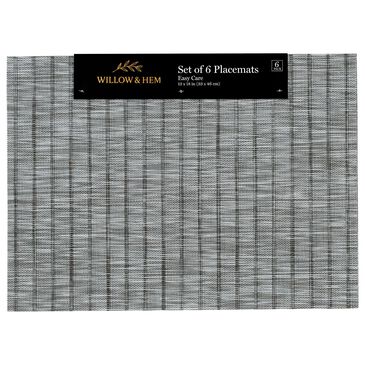 Willow & Hem Harmony Woven Vinyl Placemat in Nickel (Set of 6), , large