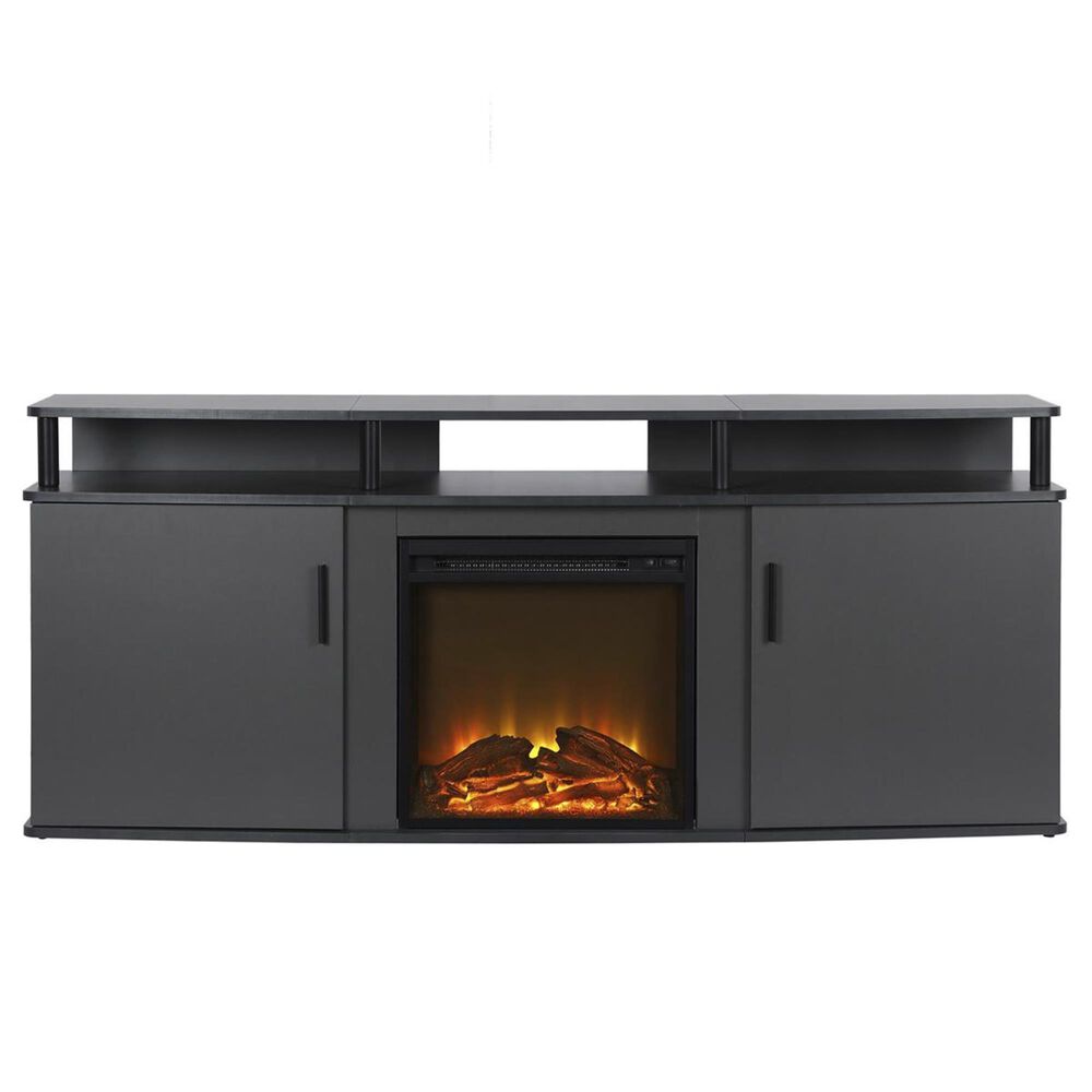 DHP Delmar 70" TV Console with Electric Fireplace in Gray, , large