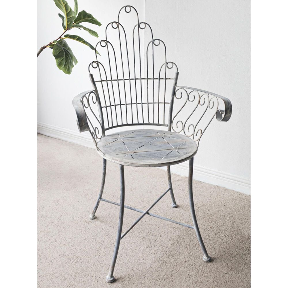 Hearth and Haven Outdoor Arm Chair with Fan-Shaped Backrest in Gray, , large