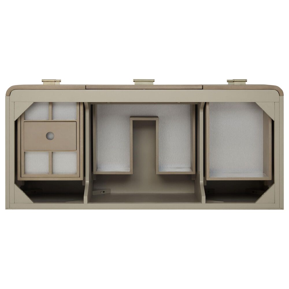 James Martin Vanities Lucian 48" Single Bathroom Vanity in Pebble Oak with 3 cm Victorian Silver Quartz Top, Rectangular Sink and FreePower Wireless Charger, , large