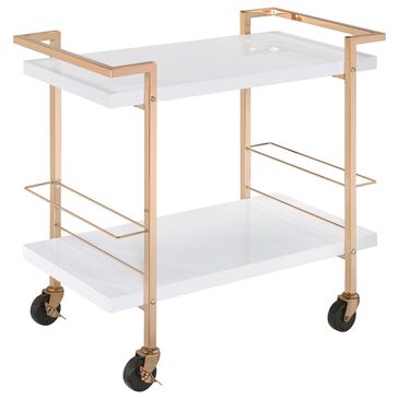 OSP Home Alios Serving Cart in White and Gold, , large