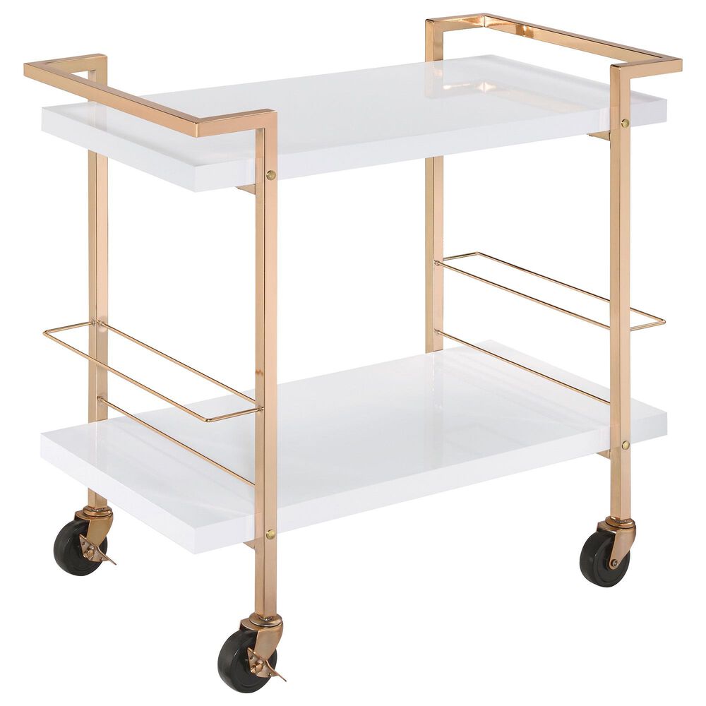 OSP Home Alios Serving Cart in White and Gold, , large