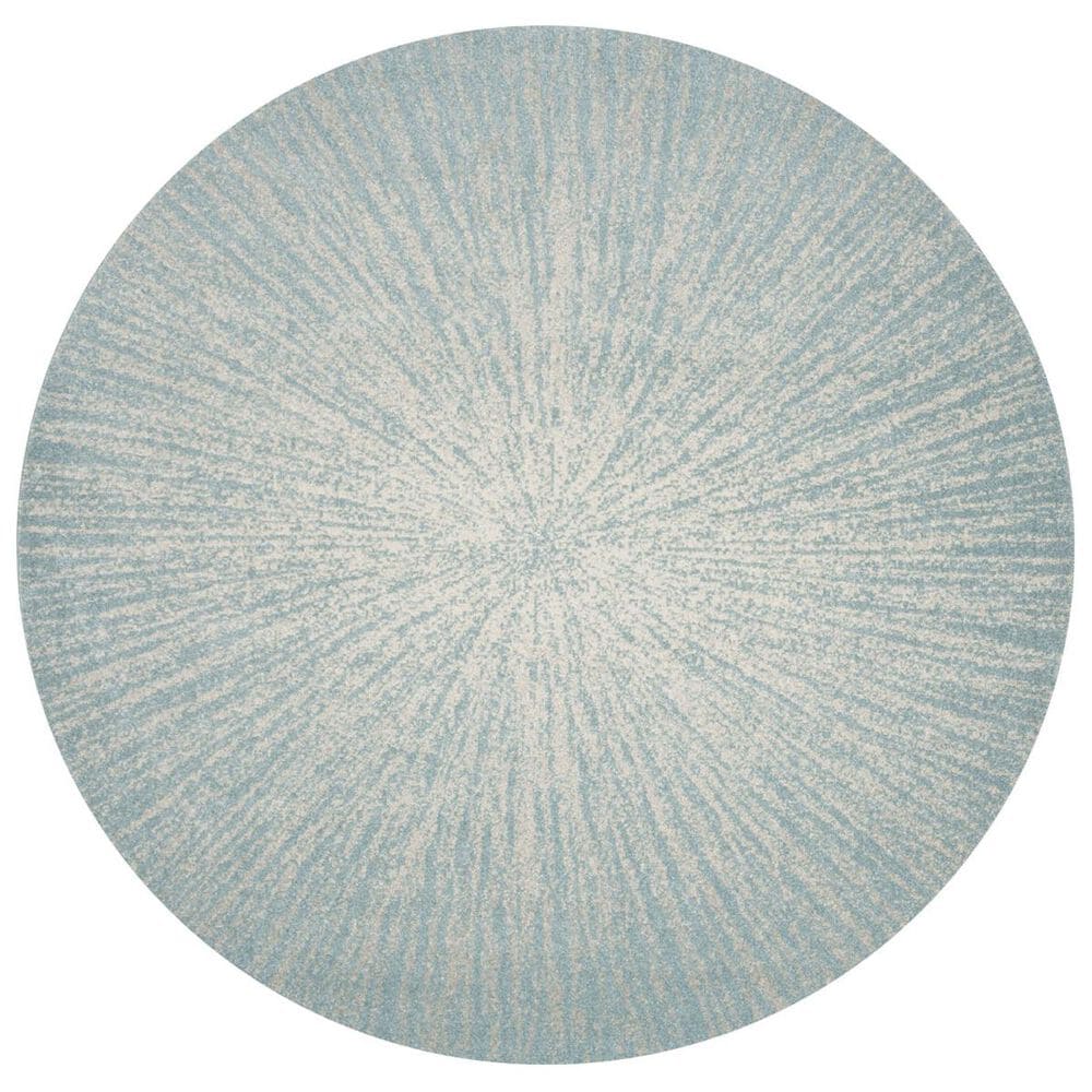 Safavieh Evoke EVK228J 5"1" Round Aqua and Ivory Area Rug, , large