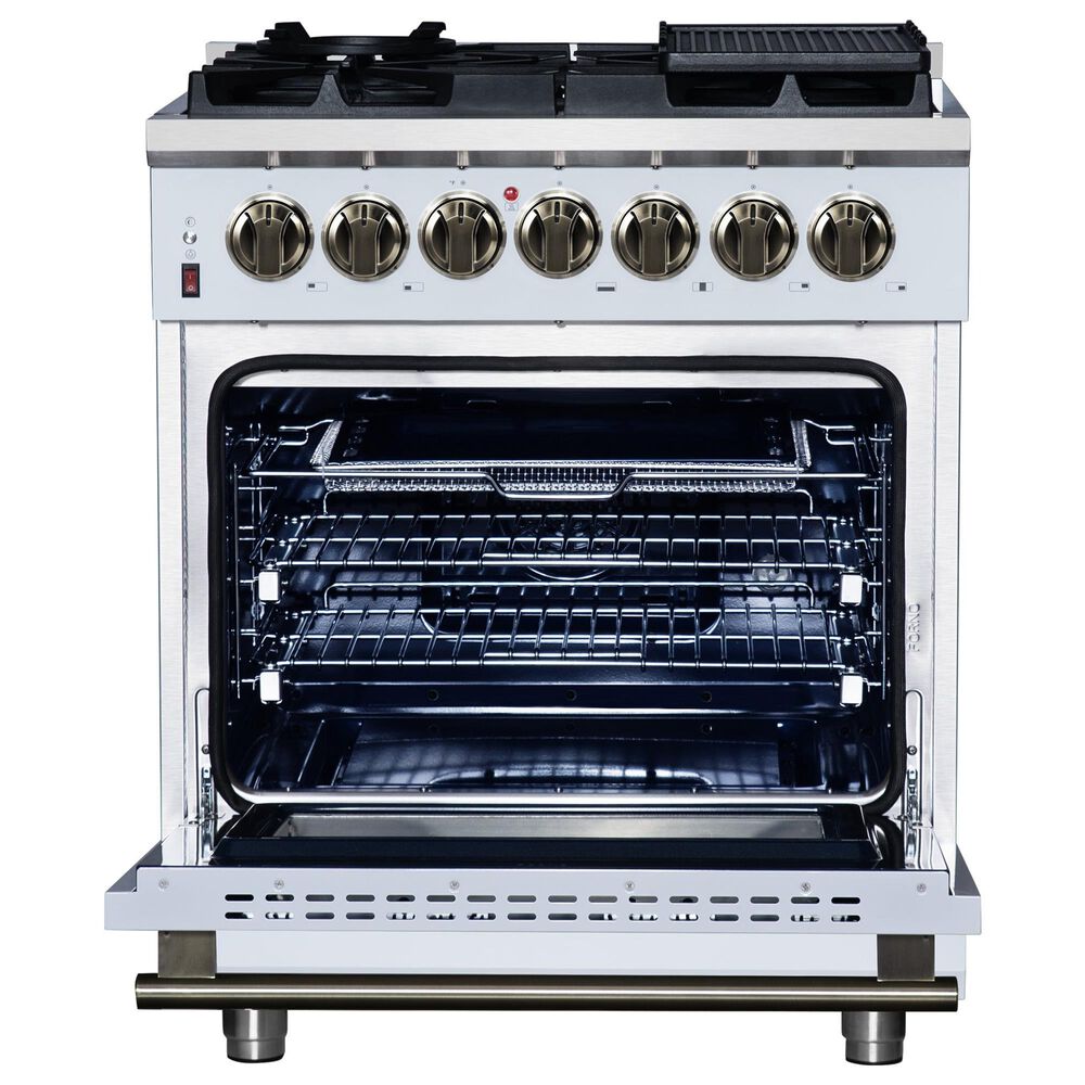 Forno Massimo 30" Freestanding Dual Fuel Range in White, , large
