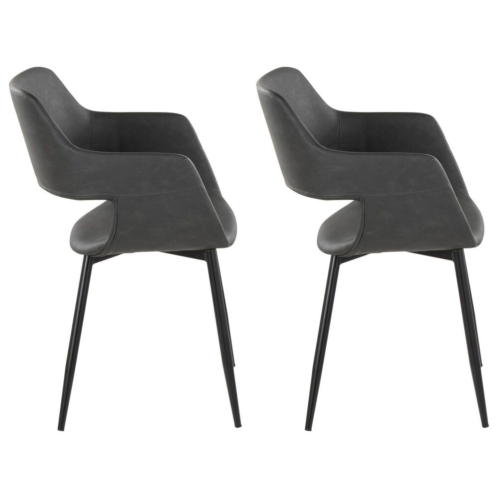 LumiSource Margarite Contemporary Dining/accent Chair in Black Metal and Grey Faux Leather by LumiSource - Set of 2, , large