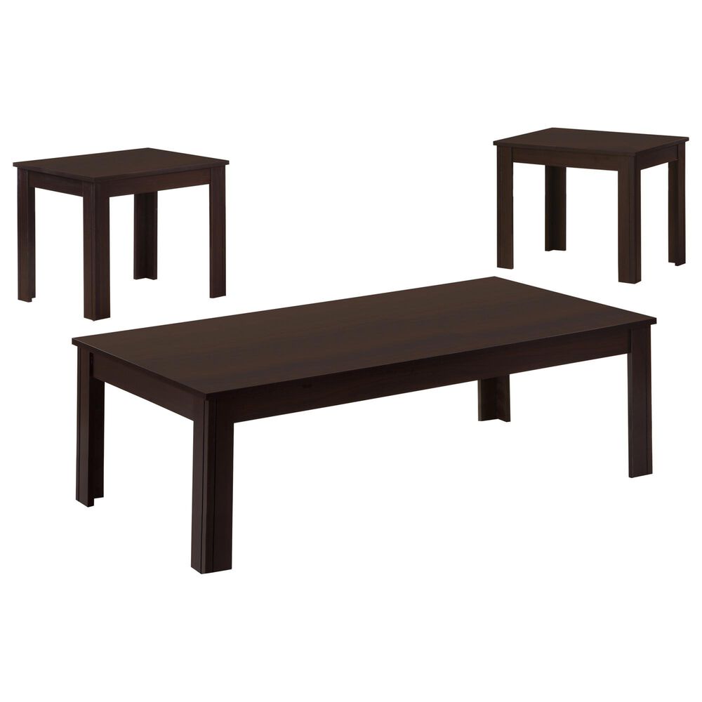 Monarch Specialties 14.25" Height 3-Piece Table Set in Cappuccino, , large