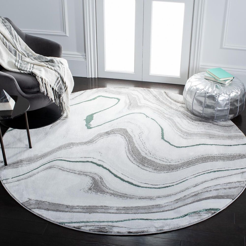 Safavieh Craft CFT819Y 6&#39;7&quot; Round Grey and Green Area Rug, , large