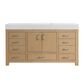 37B Alanya 60" Single Bathroom Vanity in Warm Oak with White Composite Stone Top, , large