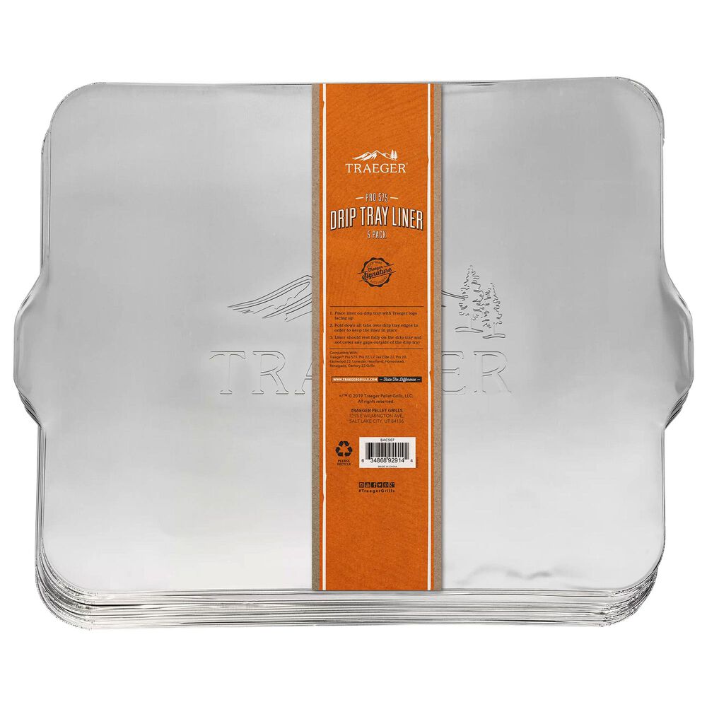 Traeger Grills Drip Tray Liner for Pro 575 and Pro 22 Grill in Aluminum - Set of 5, , large
