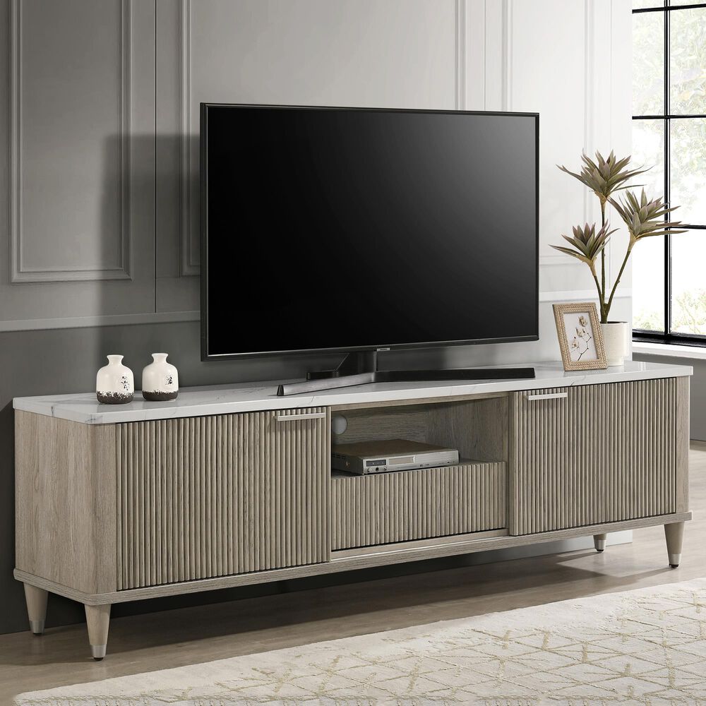 Crown Mark Britany 79" TV Stand in Driftwood, , large